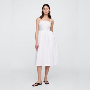 GAP White Midi Sundress with Scallop Bodice Size L
